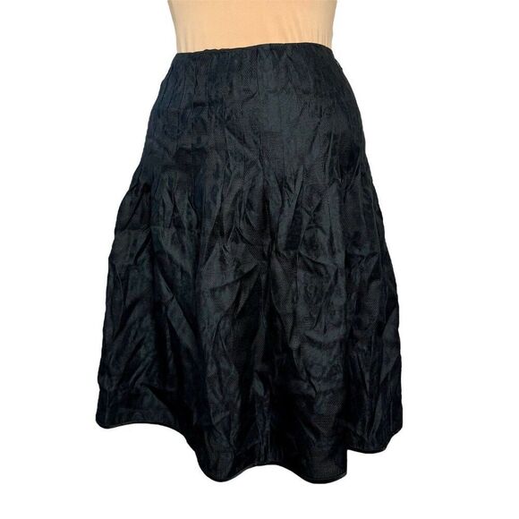Vintage Kay Unger Sz 12 Women's 100% Silk Black Lace Print Overlay Lined Skirt